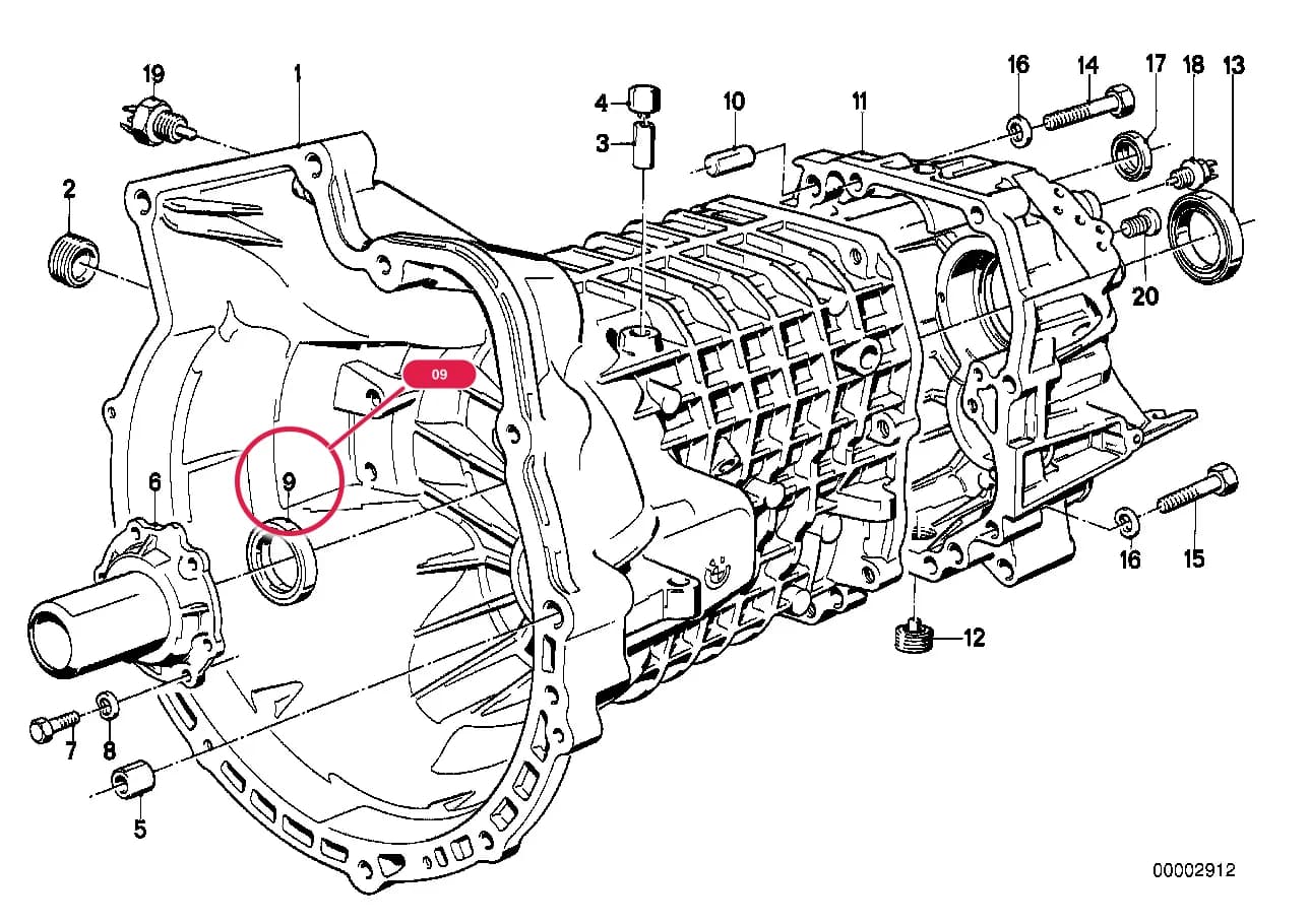 Shaft seal — BMW Classic 3 E21 — 23 Manual Transmission › 23_0514 GETRAG 240 HOUSING+ATTACHING PARTS