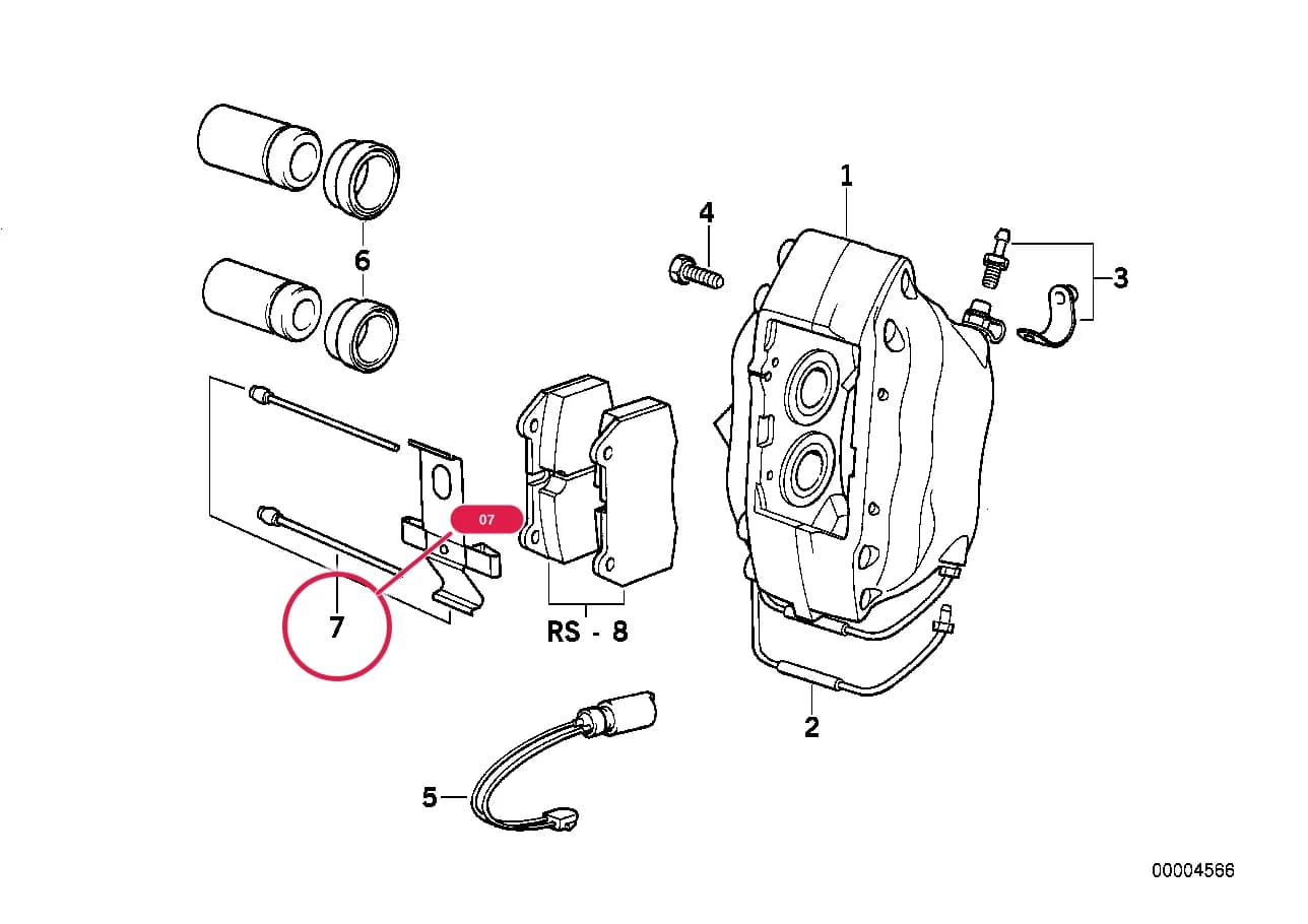 Set mounting parts — BMW Classic 8 E31 — 34 Brakes › 34_0484 Front wheel brake, brake pad sensor