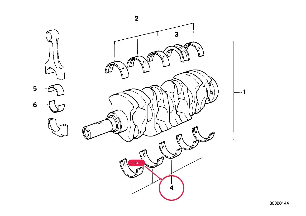 Bearing shell white — BMW Classic 5 E34 — 11 Engine › 11_4796 Crankshaft with bearing shells