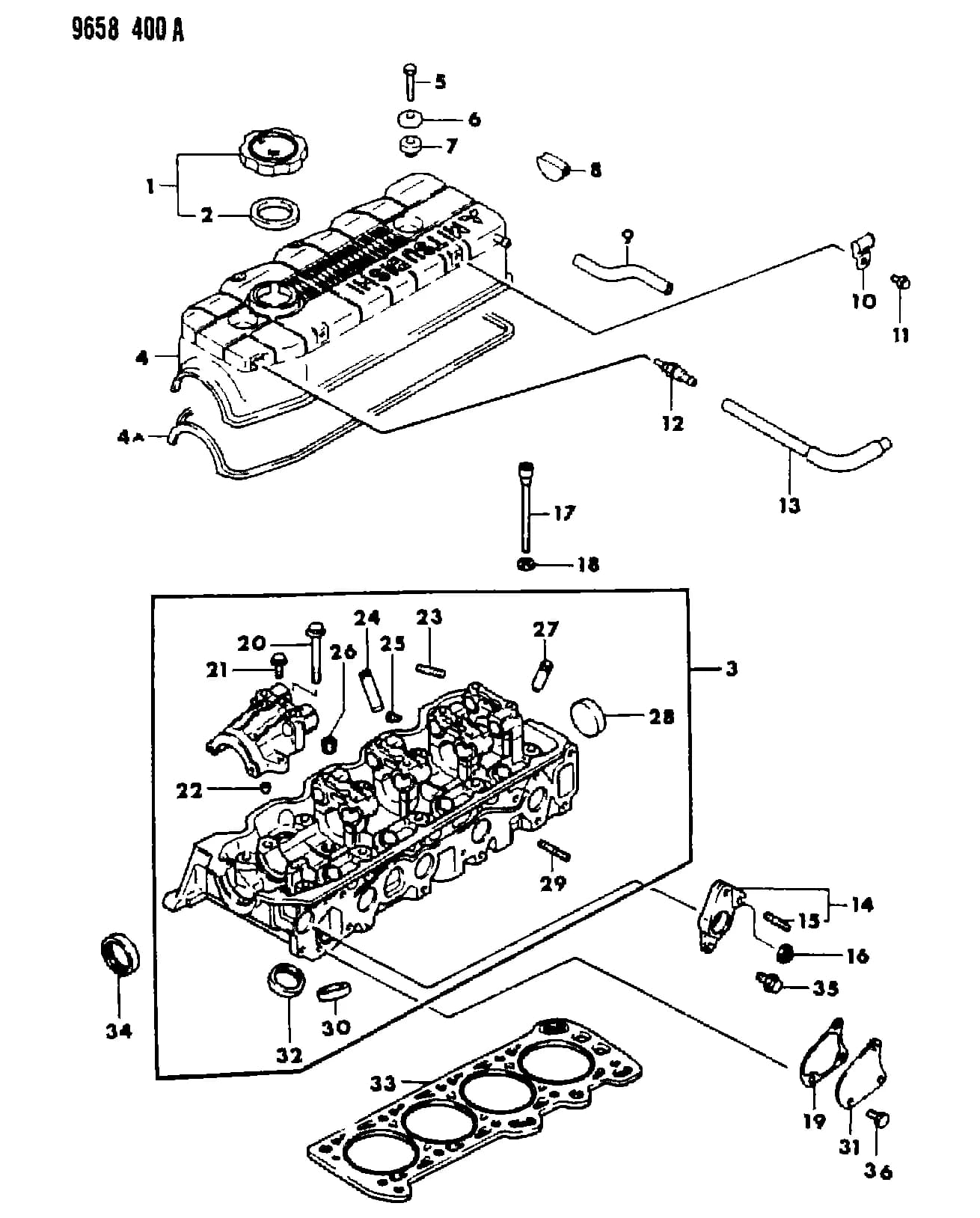 1993 D -LASER/ TALON (CKD, EXPORT, MEXICO, US) — 9A ENGINE, 4 CYLINDER › 04 4 CYLINDER HEAD, 1.8L ENGINE, LASER-TALON