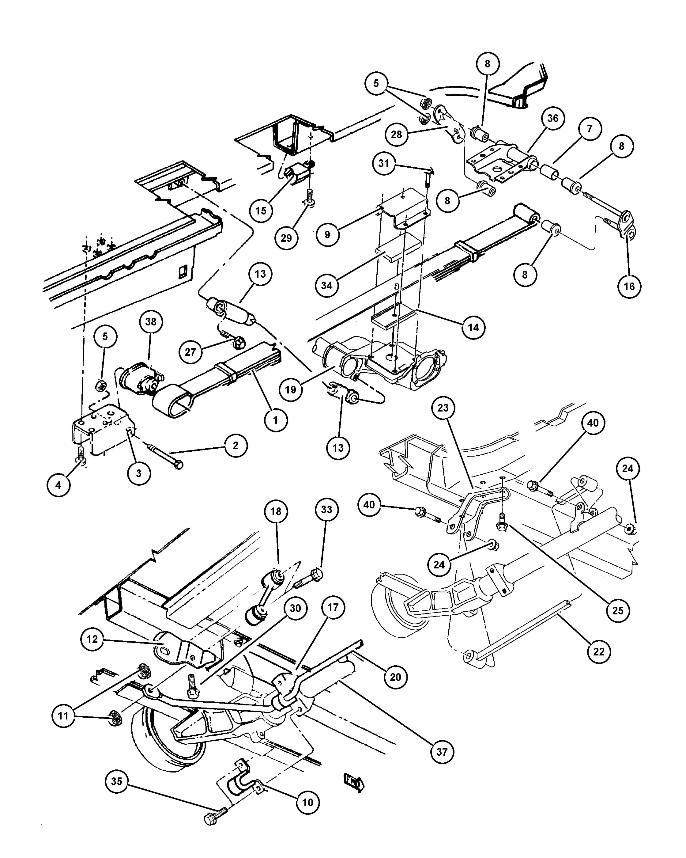 1999 GS - VOYAGER (GRAZ) (CKD, EXPORT, MEXICO, US) — 17 REAR SUSPENSION › 01 145 SUSPENSION, REAR  FWD