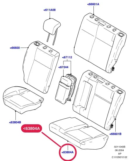 Cover Assy - Rear Seat Cushion; LH; (AE); Humy / Mondus / Dark Flint — 5 Body And Paint — 50110 Body And Paint.Seats And Related Parts › 5011040B Rear Seat Covers
