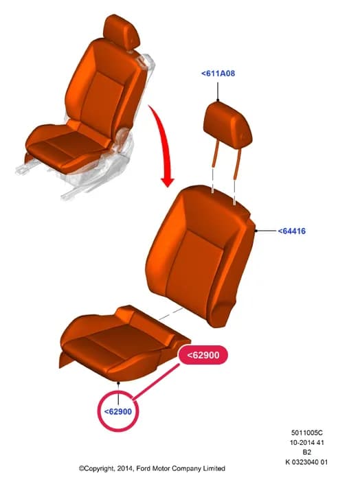 Cover Assy - Seat Cushion; RH; Unico/Gecko/Ebony-Anthracite Stitch — 5 Body And Paint — 50110 Body And Paint.Seats And Related Parts › 5011005C Front Seat Covers