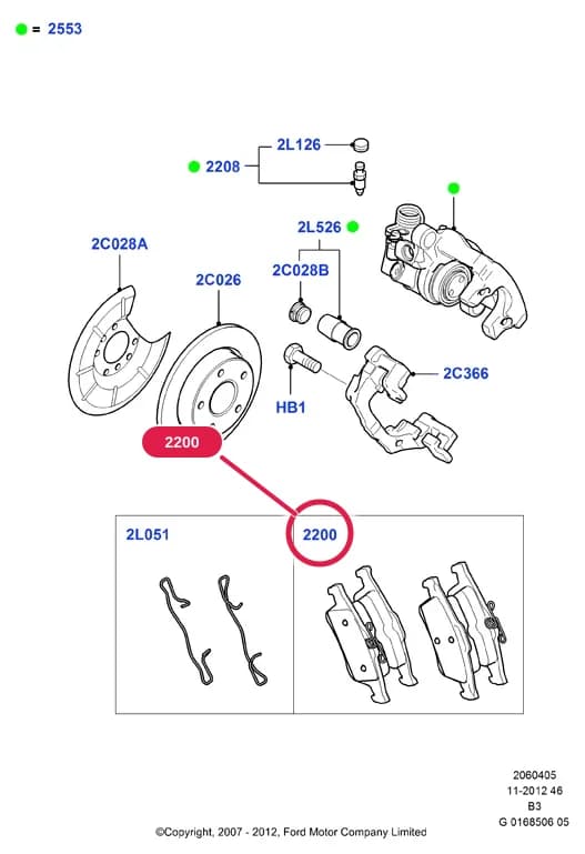2 Chassis — 20604 Chassis.Rear Brake Discs & Caliper › 2060405 Rear Brake Discs And Calipers