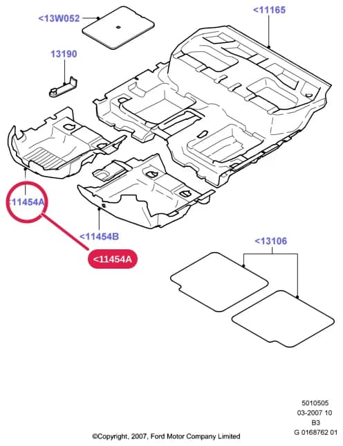 Insulator - Floor; RH; LHD; Interior Environment Colour-Biscuit — 5 Body And Paint — 50105 Body And Paint.Interior Trim And Installation › 5010505 Floor Trim