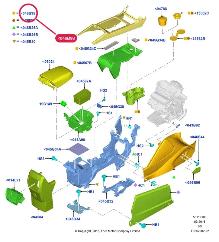 Bezel; Armour; LHD; Series 45; Series 50; Series 52; Less Interior Light Group — 5 Body And Paint — 50112 Body And Paint.Instrument Panel And Console › 5011210E Console - Floor