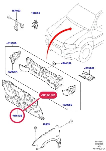 Panel Assy - Dash; (+)RHD European Markets — 5 Body And Paint — 50102 Body And Paint.Front Body System › 5010210 Dash Panel And Front Fenders