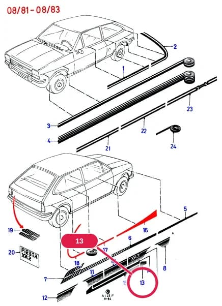 Decal - Stripe; Argent; RH; XR2 — A Body And Related Parts — A01 Body And Related Parts.Bodyshells/Repair Panels/Mouldings › A01023 Stripe & Mod.Identification Decals;