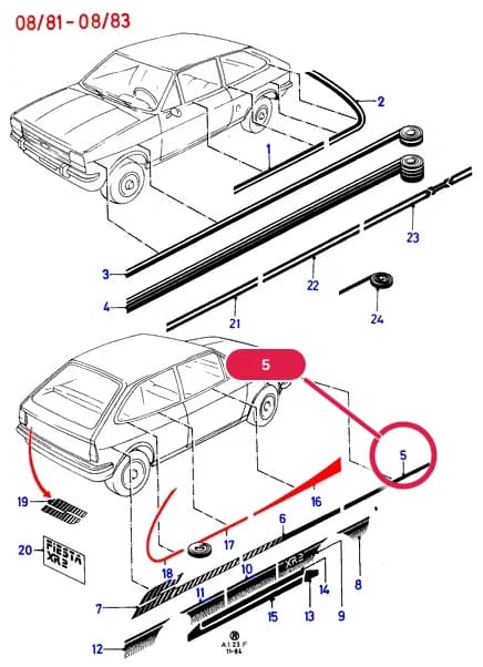 Decal - Stripe; Dark Argent; RH; S — A Body And Related Parts — A01 Body And Related Parts.Bodyshells/Repair Panels/Mouldings › A01023 Stripe & Mod.Identification Decals;