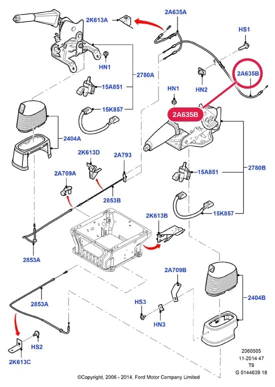 Cable Assy - Parking Brake; LH; All Chassis Cabs; FWD; With Front Disc-Brake/Rr Drum Brake — 2 Chassis — 20605 Chassis.Parking Brake › 2060505 Parking Brake