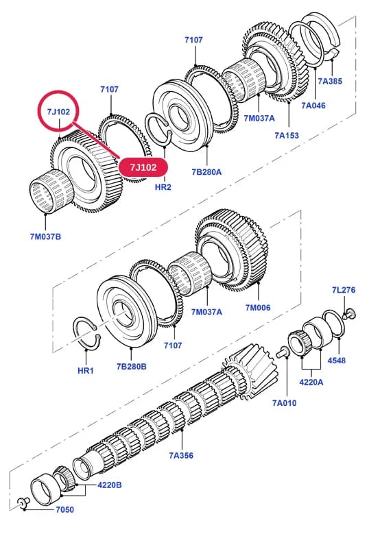 3 Powertrain — 30703 Powertrain.Manual Transmission › 3070315B Output Shaft, Gear Sets & Bearings