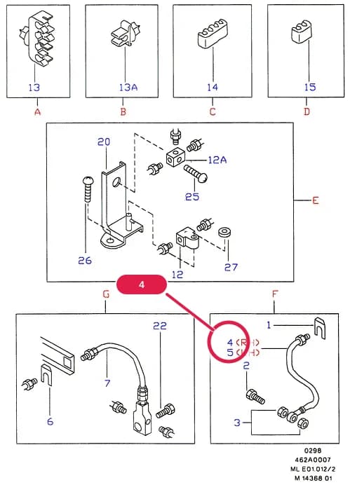 Hose Assy; RH — E Brakes - Brake Pipes - Wheels — E01 Brakes - Brake Pipes - Wheels.Master Cylinder/Brake Booster/Pipes › E01012 Brake Pipes