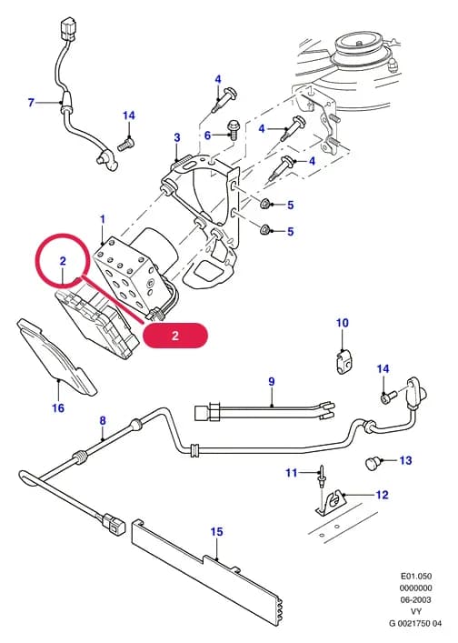 Unit Assy - Control; 2.0L DOHC EFI (115PS); 4 Wheel Anti-Lock Braking System; With Anti-Spin Traction System; Less Electronc Stability Brake Cntl — E Brakes - Brake Pipes - Wheels — E01 Brakes - Brake Pipes - Wheels.Brake Pipes/ABS/Brake System Valves › E01050 Anti-Lock Braking System