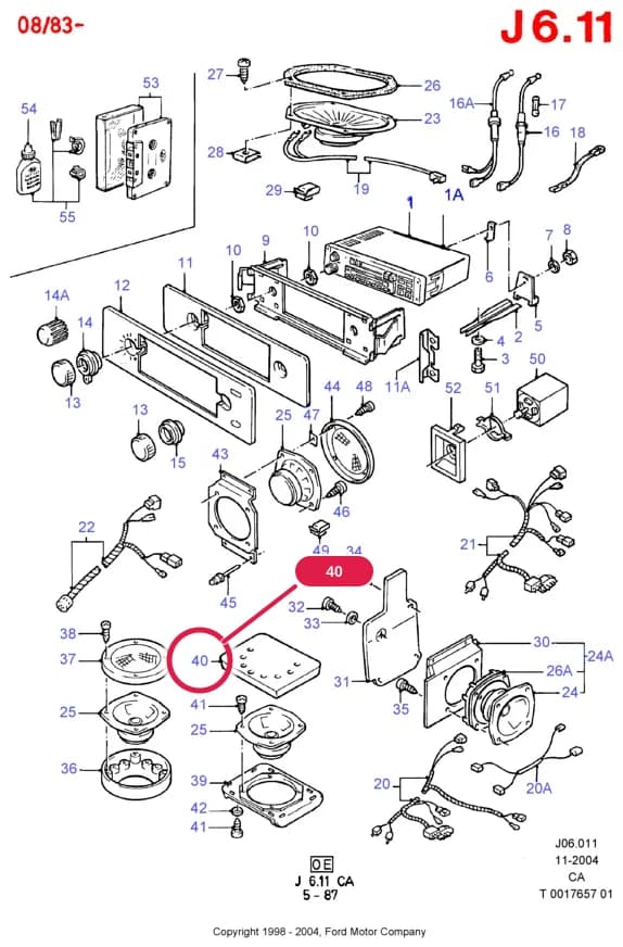 Grille - Speaker; RH; Peat 82; 4 Door Saloon — J Electrical System — J06 Electrical System.Audio System & Related Parts › J06011 Audio Equipment - Original Fit