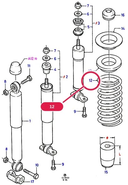 Spring - Rear; STD; (3 Door Saloon 1.8L SOHC 8V Petrol L (-)"I" OR 1.8L SOHC 8V Petrol Base (-)"I" OR 3 Door Saloon Peugeot Diesel 2.3 Base (-)"I" OR 3 Door Saloon OHC 1.3 GL (-)"I") — C Rear Axle Less Brakes — C02 Rear Axle Less Brakes.Rear Springs And Shock Absorbers › C02010 Rear Springs And Shock Absorbers