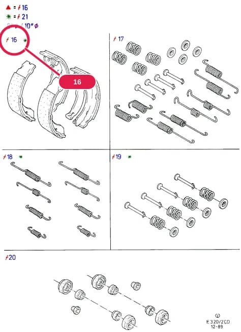 Kit - Brake Shoe; Motorcraft; O 9; Asbestos Free; (OHC 2.0 OR Peugeot Diesel 2.3 OR 4 Door Estate OHC 1.6 OR Cologne V6 2.0 OR 1.8L SOHC 8V Petrol) — E Brakes - Brake Pipes - Wheels — E03 Brakes - Brake Pipes - Wheels.Rear Brakes › E03020 Rear Brakes