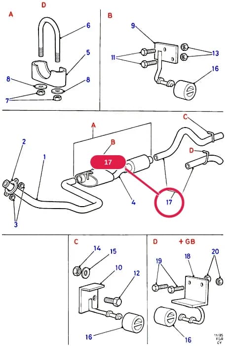 Pipe - Exhaust - Rear; (Van/Kombi/Bus 80-120 OR Chassis Cab/Windshield 80-120 (-)"GB" With Rear Towing Crossmember) — F Engine Assemblies Mounted On Body — F04 Engine Assemblies Mounted On Body.Exhaust System And Heat Shields › F04020 Exhaust System