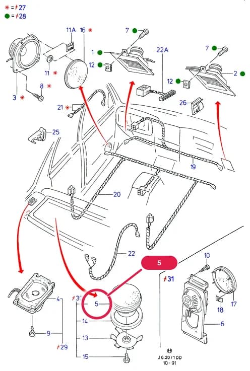 Speaker Assy; Trim - Package Tray; RH; Mid Taupe 85; 4 Door Saloon — J Electrical System — J06 Electrical System.Audio System & Related Parts › J06020 Speakers