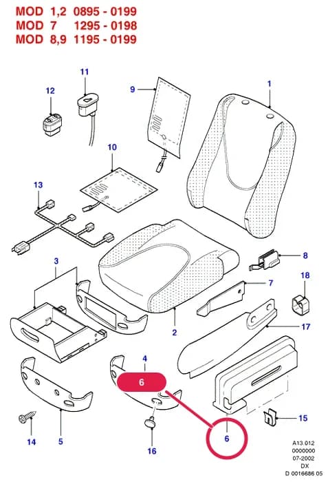Cover - Seat Track; Outer; Warm Blue; RH; (3/5 Door Saloon/Van OR Courier) — A Body And Related Parts — A13 Body And Related Parts.Seats And Covers › A13012 Front Seat Pads/Valances & Heating;