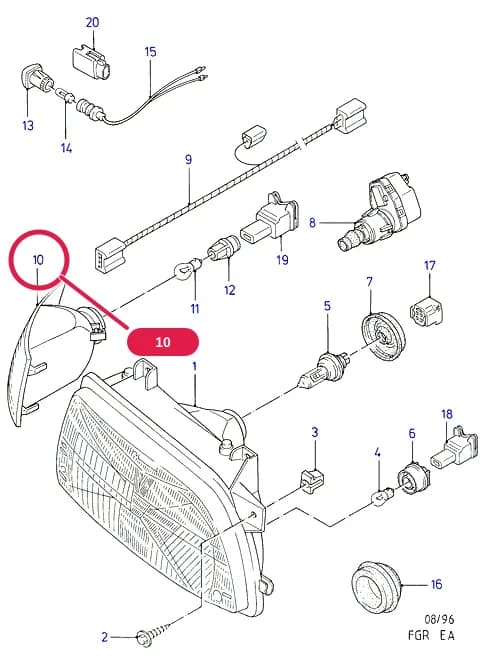 Lamp Assy - Flasher; Clear; RH — J Electrical System — J03 Electrical System.Headlamps And Front Flasher Lamps › J03010 Headlamps Less Long Range Lamp