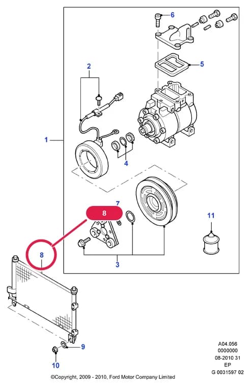 A Body And Related Parts — A04 Body And Related Parts.Dash Panel/Apron/Heater/Windscreen › A04056 Air Conditioning Condensr/Compressr