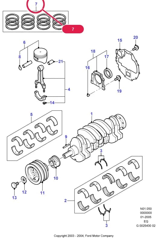 Kit - Piston Ring; STD; 2.5L SOHC Mazda Diesel — N Engine - Diesel — N01 Engine - Diesel.Engine › N01050 Crankshaft/Pistons And Bearings
