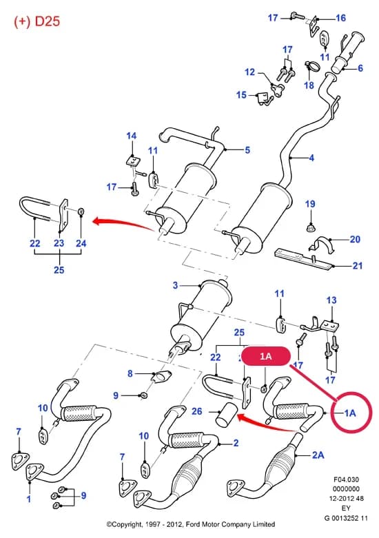 Pipe - Exhaust - Front; EEC L; Before ordering, please read the information in the blue envelope!; 2.5L Diesel T (85PS); Manual Transmission; (+)"Europe" — F Engine Assemblies Mounted On Body — F04 Engine Assemblies Mounted On Body.Exhaust System And Heat Shields › F04030 Exhaust Sys - Standard Catalyst