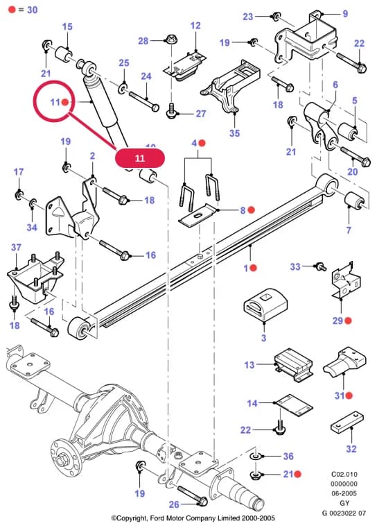 Shock Absorber Assy; (Regular Cargo Van 1.7-350L Series OR High Floor Van/Bus/Kombi All Short Series) — C Rear Axle - Rear Suspension — C02 Rear Axle - Rear Suspension.Rear Springs And Shock Absorbers › C02010 Rear Springs And Shock Absorbers