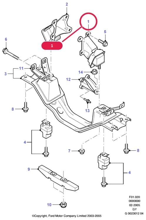 Support - Engine Mounting - Front; LH; All Kombi/Bus/Crewbus/Van — F Engine Assemblies Mounted On Body — F01 Engine Assemblies Mounted On Body.Engine And Transmission Suspension › F01020 Engine Mounting