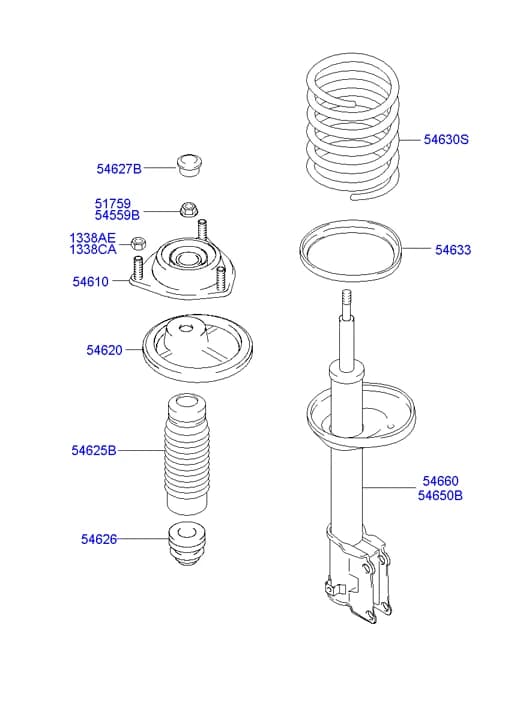 STRUT ASSY-FR,LH — Elantra Elantra XD (2000–2006) — Front spring & strut