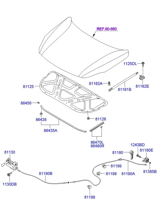 LIFTER-HOOD — ix55 ix55 (2008–2013) — Hood trim