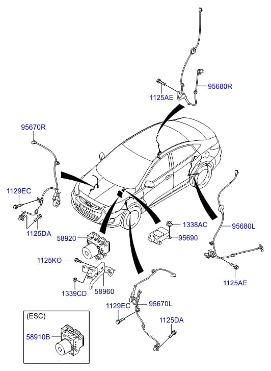 SENSOR ASSY-ABS FRONT WHEEL ,LH — Solaris Solaris RB Facelift (2014–2016) — Hydraulic module