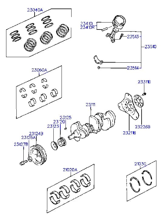 ROD ASSY-CONNECTING — Sonata Sonata Y2 (1988–1993) — Crankshaft & piston