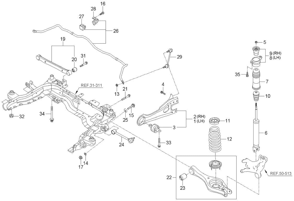 SPRING-RR — Carens Carens UN (2006–2012) — Rear spring & shock absorber