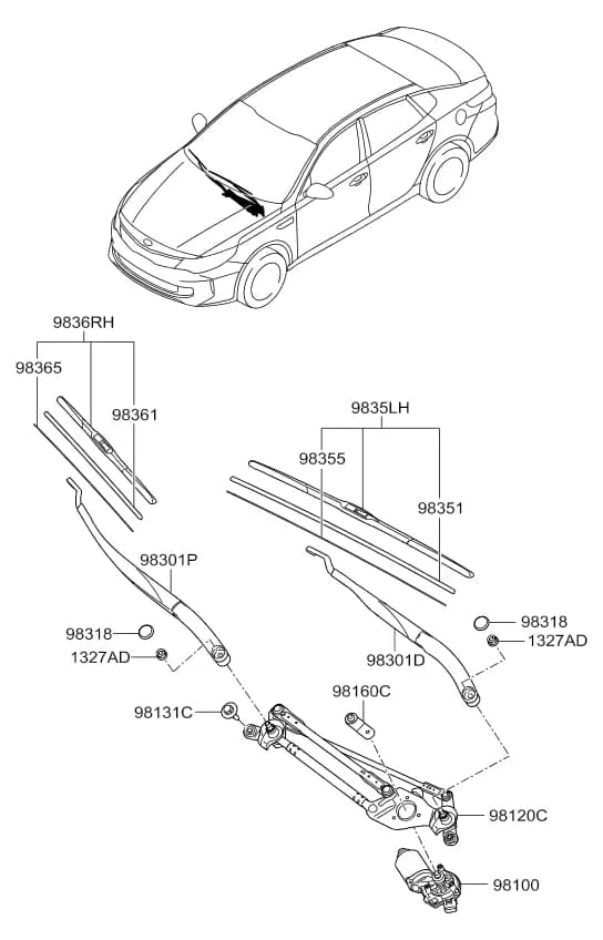 Options: BLADE TYPE - AERO — 2018 OPTIMA HYBRID 16 (2016-) — ELECTRICAL › 91981 WINDSHIELD WIPER