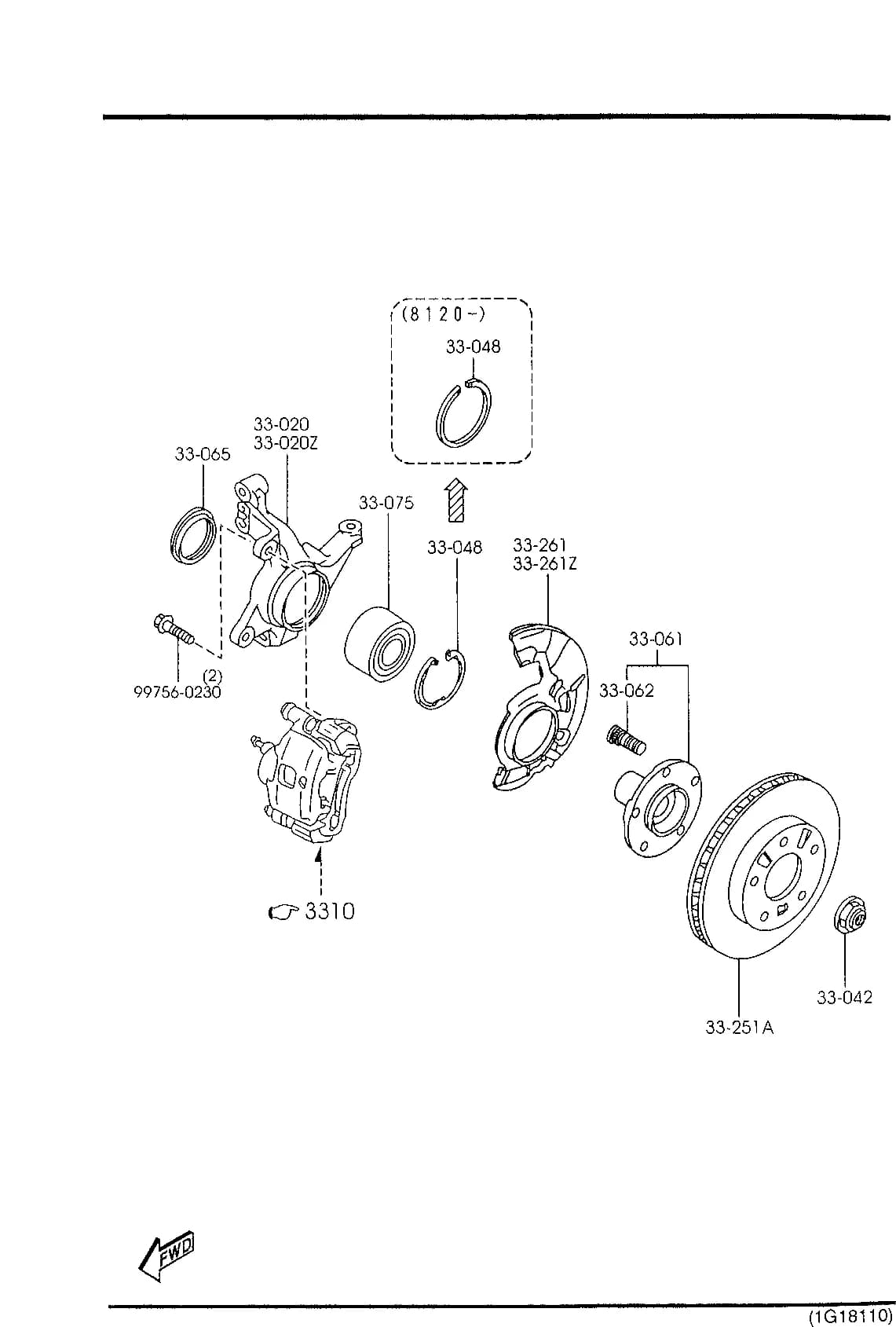 1998 626 — CHASSIS AXLE SUSPENSION,BRAKE & STEERING › 3300A  - FRONT AXLE