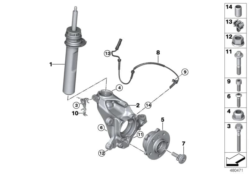 ECE — 31 Front Axle › 31_1085 Front Spring strut/Carrier/Wheel bearing
