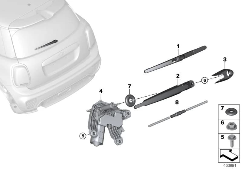 ECE — 61 Vehicle electrical system › 61_3508 SINGLE PARTS FOR REAR WINDOW WIPER