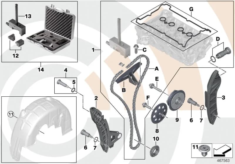 USA — 88 Inspection kits › 88_0127 Repair kit, open timing chain, top