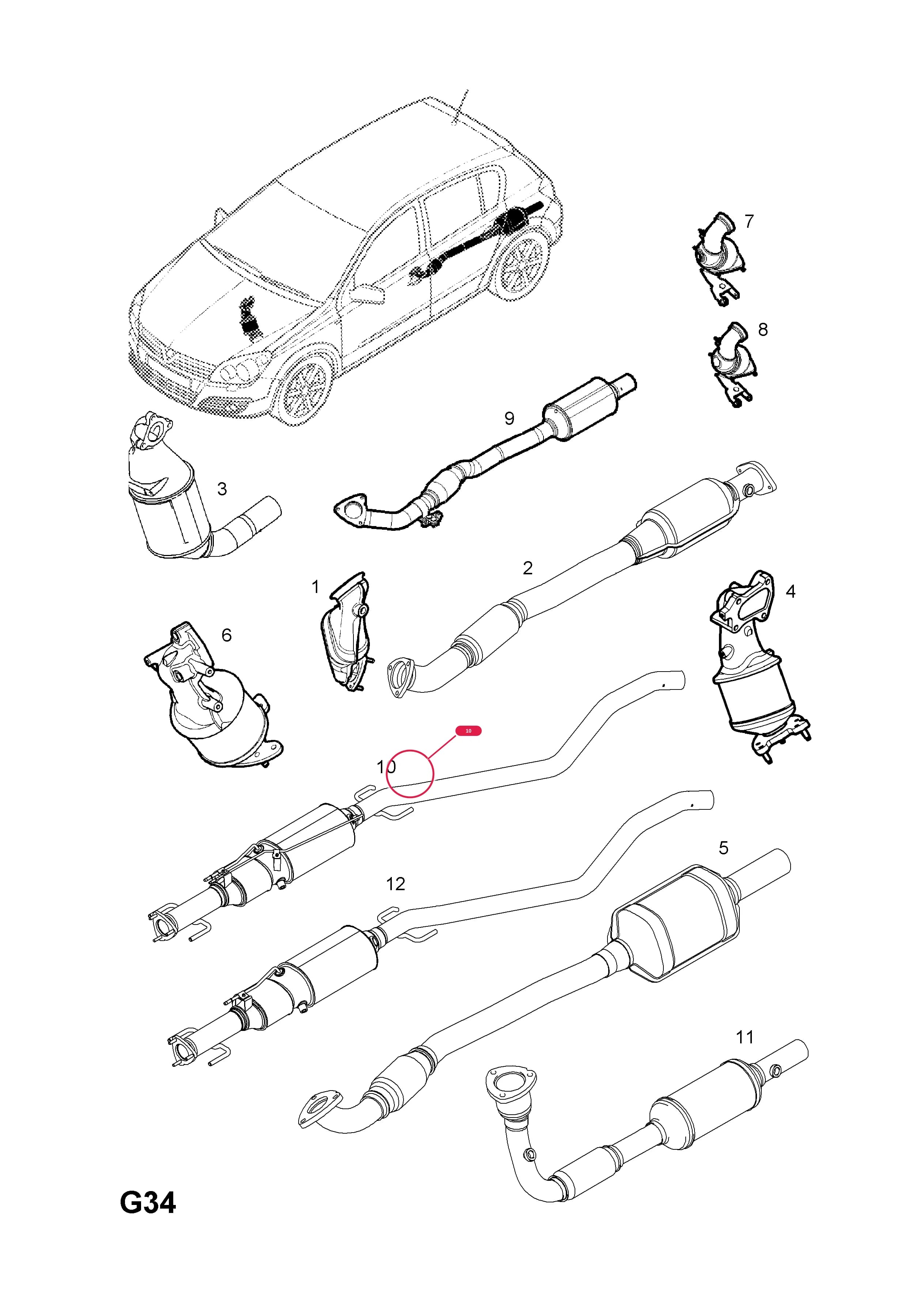 PIPE,EXHAUST,CENTRE,WITH CATALYST,WITH DIESEL PARTICLE FILTER (IDENT FN) (EXCEPT VAUXHALL) — Opel  ASTRA-H ( 2004 - ) — G FUEL AND EXHAUST › 37.CATALYTIC CONVERTER (EXCHANGE)