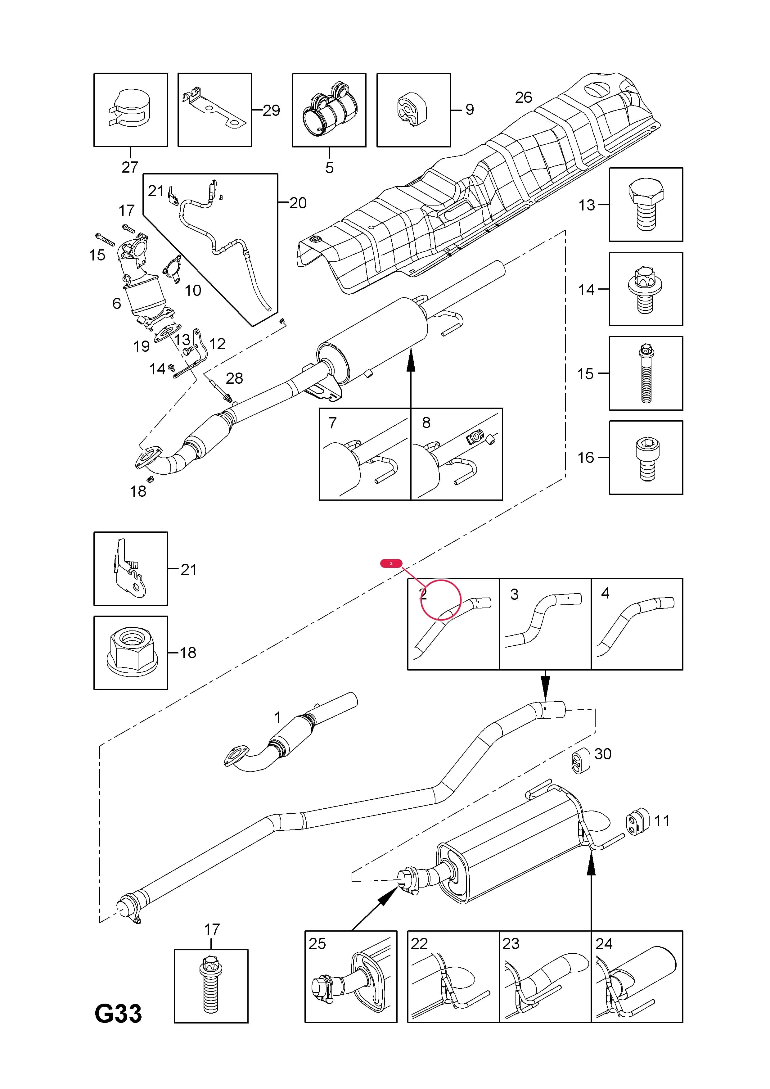 PIPE,EXHAUST,CENTRE (IDENT KA) — Opel  ASTRA-H ( 2004 - ) — G FUEL AND EXHAUST › 97.EXHAUST PIPE,SILENCER AND CATALYTIC CONVERTER