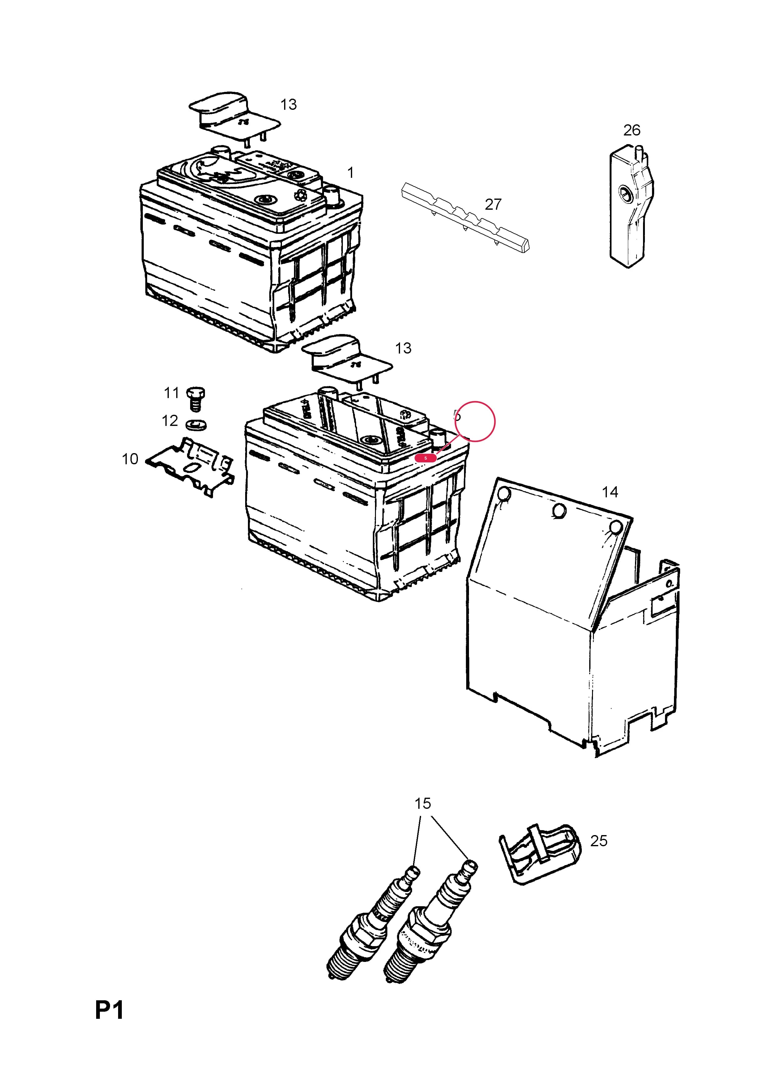 BATTERY,12V.44AMP (OPEL MAINTENANCE-FREE) (EXCEPT VAUXHALL) (NLS.- USE 19001889   12 01 284) — Opel  CALIBRA ( 1989 -  1997) — P ELECTRICAL › 1 ENGINE AND COOLING