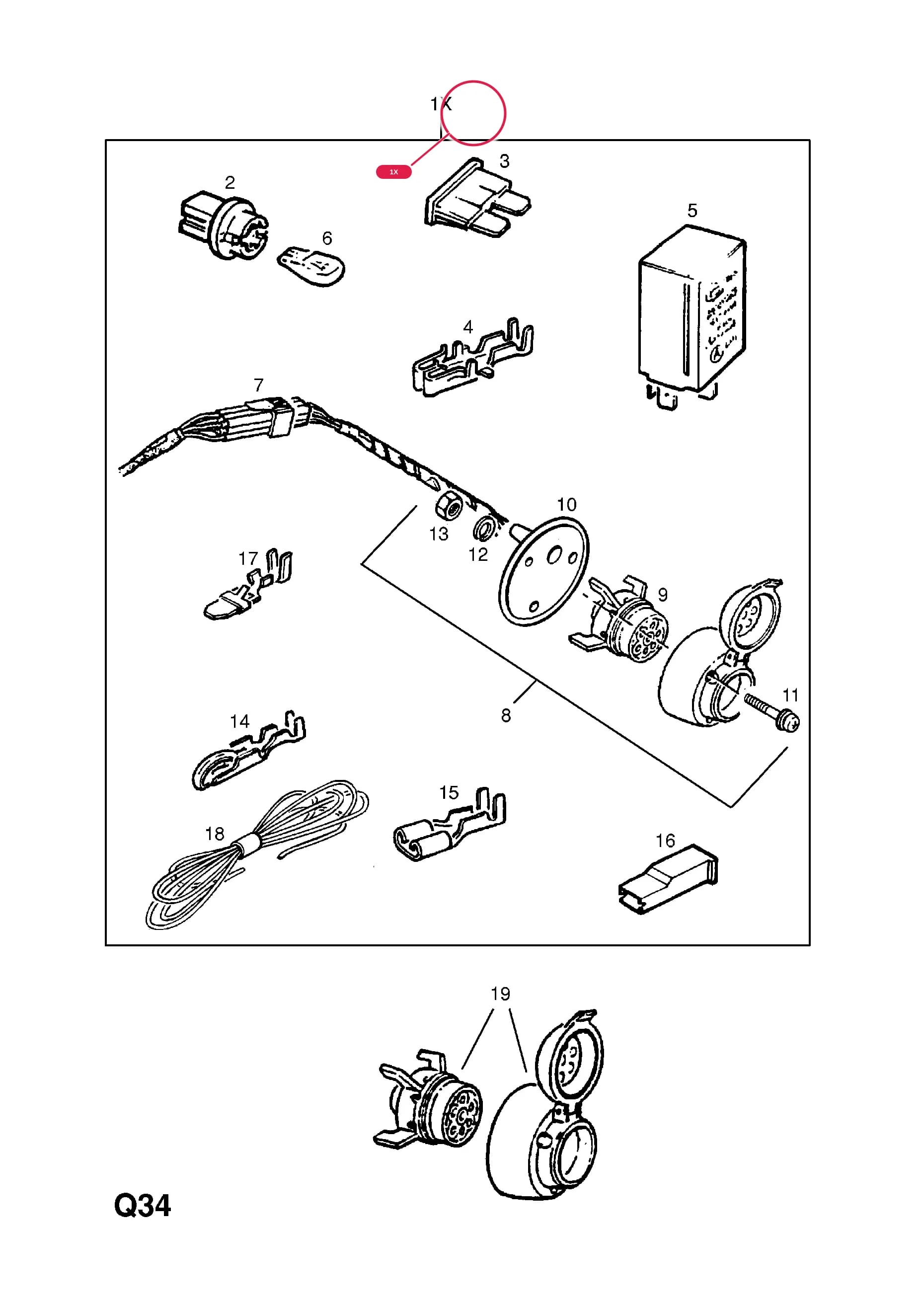 KIT,TRAILER COUPLING ELECTRICS (NLS.- NO REPLACEMENT PART)Примечание:FOR CHECK CONTROL — Opel  CALIBRA ( 1989 -  1997) — Q ACCESSORIES › 9 ELECTRICAL