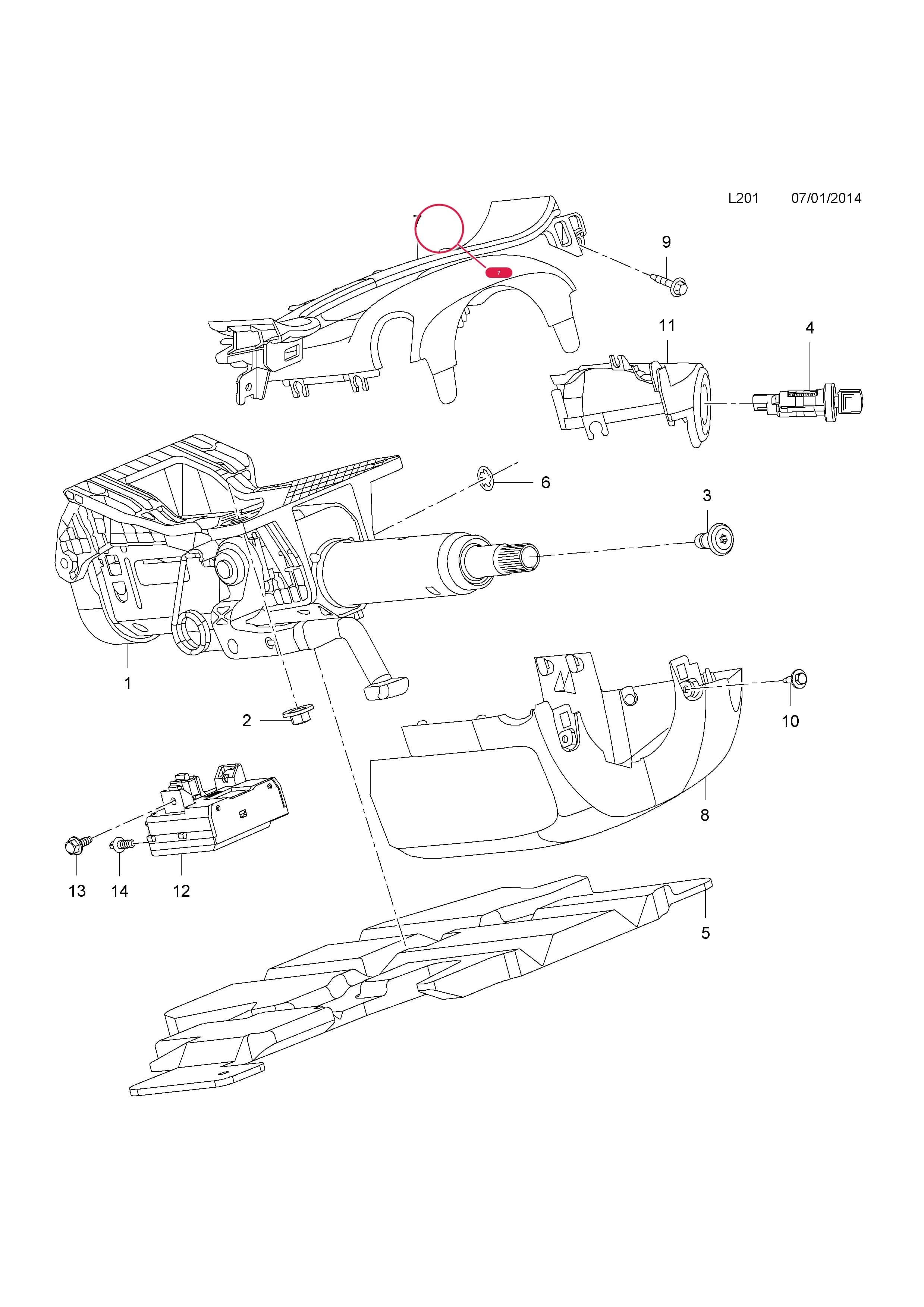 COVER,ASSY.,STEERING COLUMN,UPPER,LHD,BLACK  (PRODUCTION NO. 13306069) — Opel  INSIGNIA ( 2009 - ) — L STEERING › 20.STEERING COLUMN COVER
