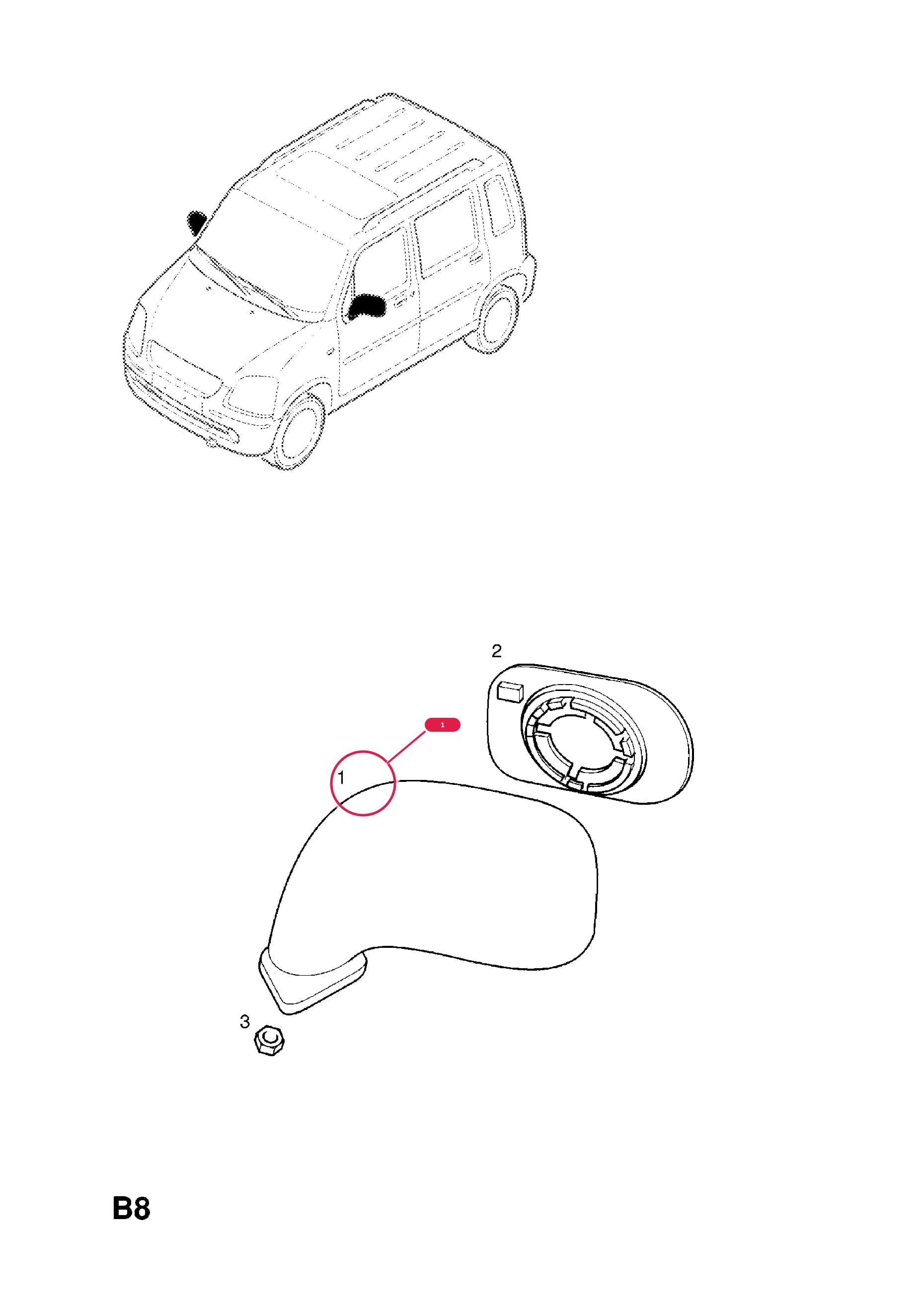 MIRROR,ASSY.,REAR VIEW,RH (PRIMED) (LESS GLASS)  (PRODUCTION NO. 9204970) — Opel  AGILA-A ( 2000 -  2008) — B BODY EXTERIOR FITTINGS › 7 REAR VIEW DOOR MIRROR