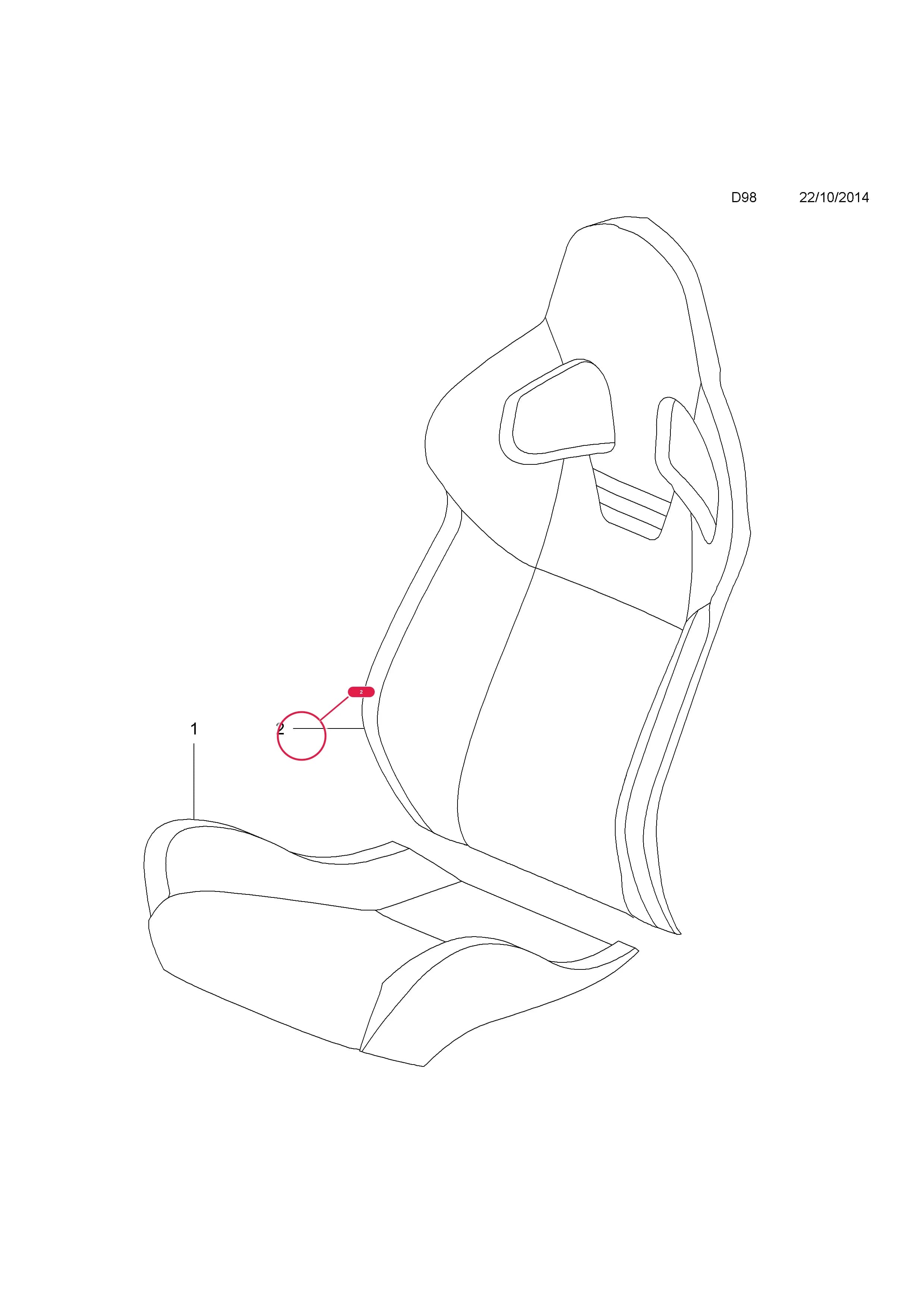 COVER,ASSY.,FRONT SQUAB,RH (GM DRIVE TRIM CODE TANV) — Opel  ADAM ( 2013 - ) — D BODY INTERIOR TRIM › 7 FRONT SEAT TRIM - FOR RECARO
