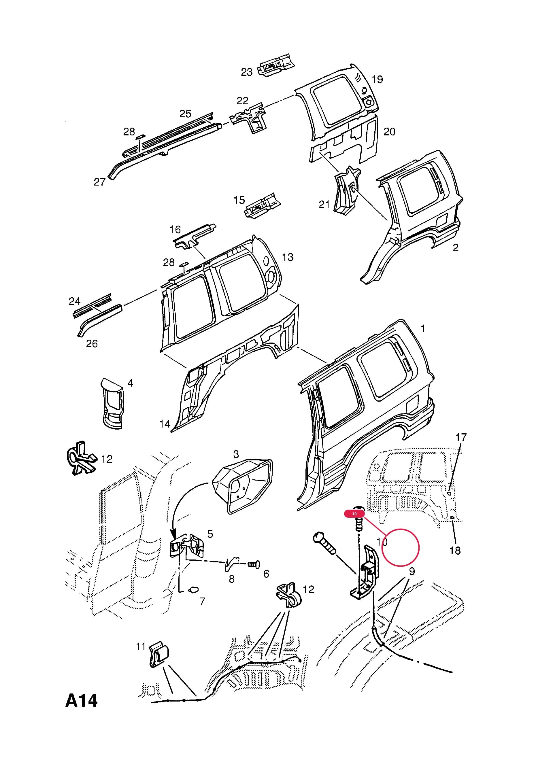 KNOB,LID (NLS.- NO REPLACEMENT PART) — Opel  MONTEREY ( 1992 -  1997) — A BODY SHELL AND PANELS › 7 REAR QUARTER
