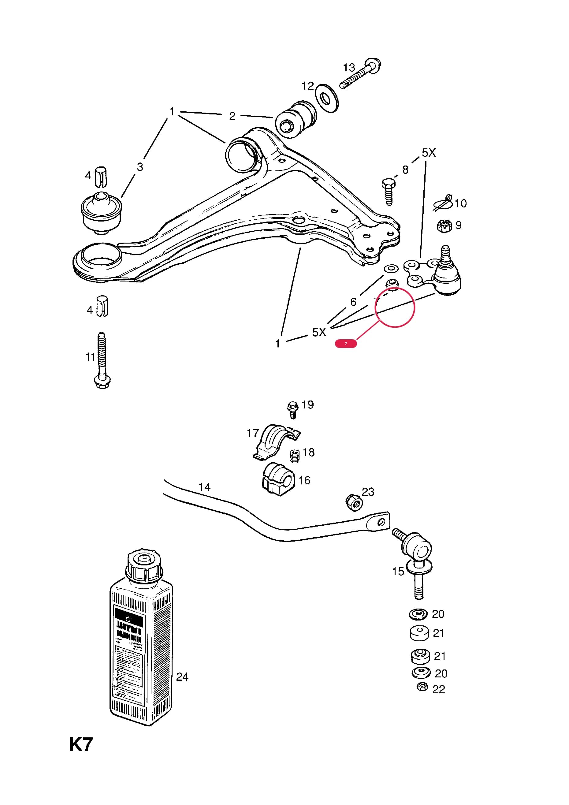 --NUT,HEX.,M10,BALL JOINT TO FRONT SUSPENSION ARM — Opel  ASTRA CLASSIC ( 1999 -  2002) — K FRONT AXLE AND SUSPENSION › 19.FRONT SUSPENSION ARM