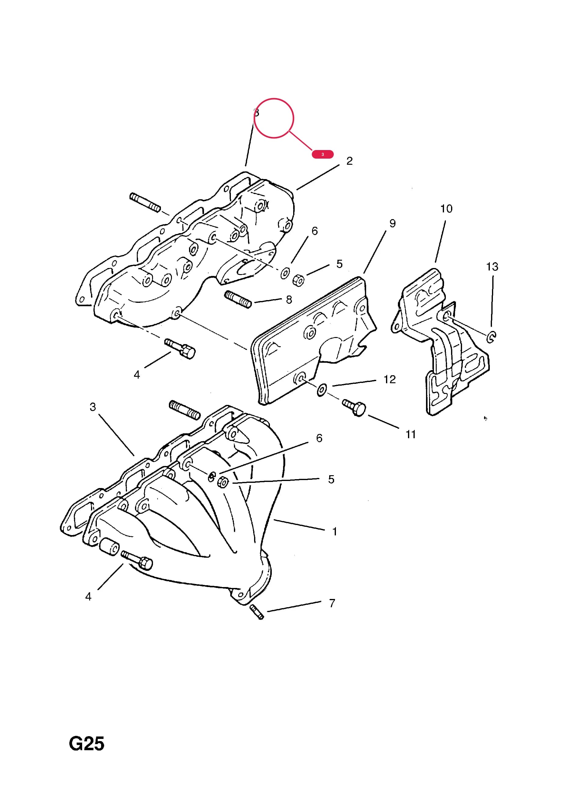 GASKET,MANIFOLD TO CYLINDER HEAD (NLS.- USE 97026410  42 91 890) — Opel  EUROMIDI ( 1988 -  1996) — G FUEL AND EXHAUST › 33.DIESEL ENGINE