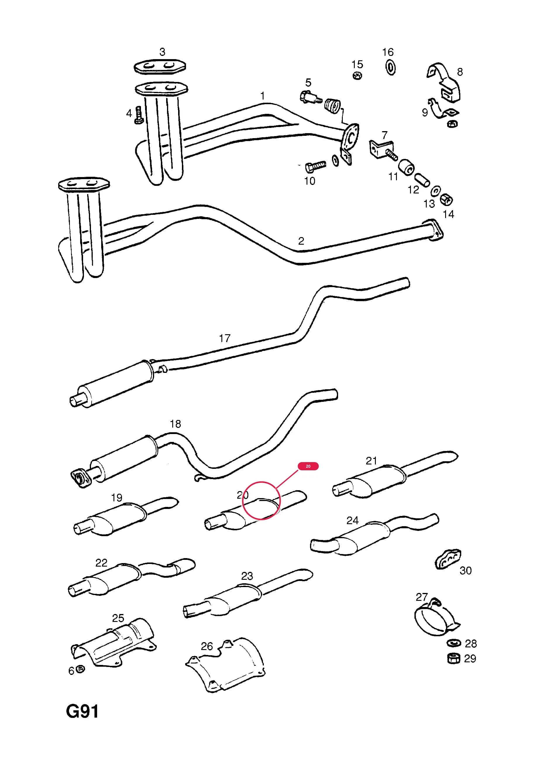 SILENCER,ASSY.,REAR AND TAIL PIPE (NLS.- USE 90399052    8 52 097)  (PRODUCTION NO. 90285789) — Opel  KADETTE-E ( 1985 -  1993) — G FUEL AND EXHAUST › 186.EXHAUST PIPE,SILENCER AND CATALYTIC CONVERTER (CONTD.)